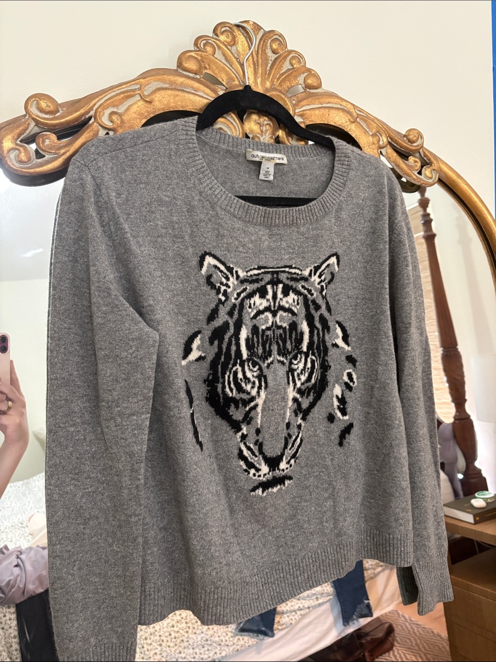 Autumn Cashmere Gray Tiger Crew Sweater